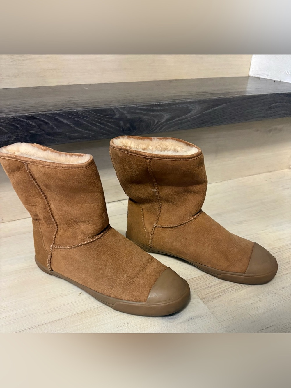 UGG Chestnut Suede Shearling-Lined Ankle Boots